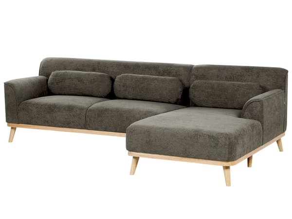 Hörnsoffa Mörkgrön Manchester Gummiträ Bas 3 Sits Vänster Retro Soffa Vardagsrum