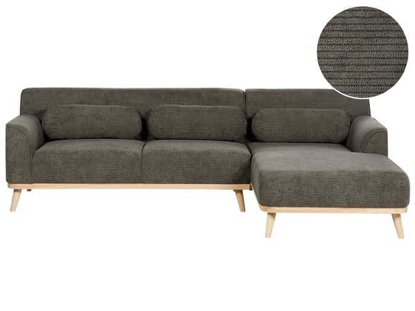 Hörnsoffa Mörkgrön Manchester Gummiträ Bas 3 Sits Vänster Retro Soffa Vardagsrum