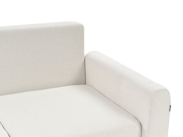 Höger hörnsoffa Beige tygklädd med sovfunktion Utdragbar stoppad rygg Träben