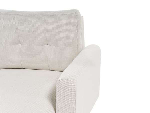 Höger hörnsoffa Beige tygklädd med sovfunktion Utdragbar stoppad rygg Träben