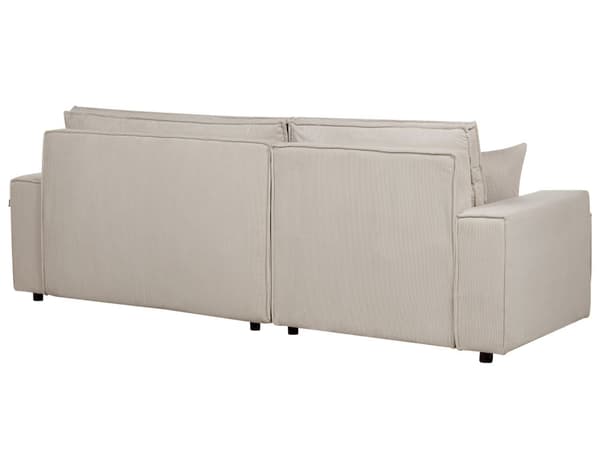 Höger hörnsoffa Beige tyg Cord Klädd med sovfunktion Utdragbar stoppad rygg