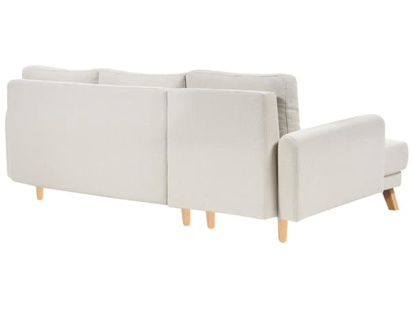 Høyre hjørnesofa Beige stoffpolstret med sovesofa med uttrekkbar ryggpute Treben