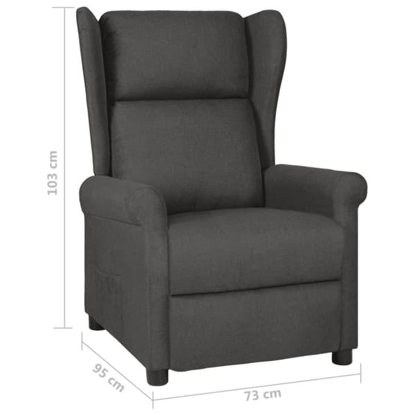 vidaXL Reclinerfåtölj mörkgrå tyg