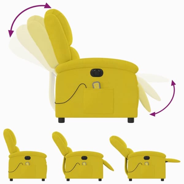 vidaXL Elektrisk massagefåtölj gul sammet