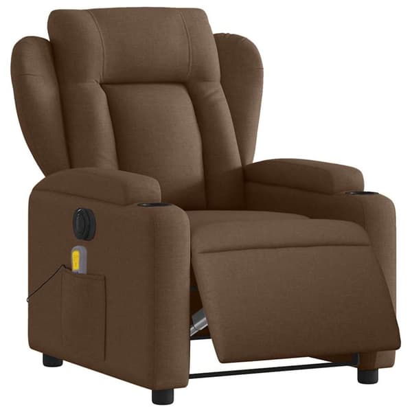 vidaXL Elektrisk massagefåtölj brun tyg