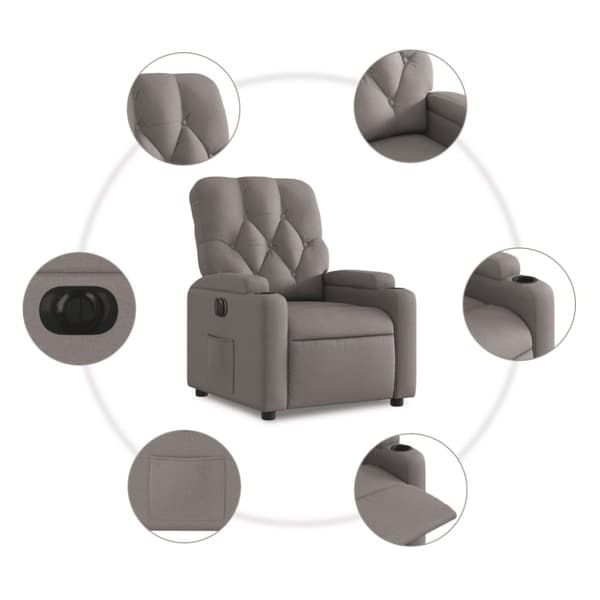 vidaXL Elektrisk reclinerfåtölj taupe tyg