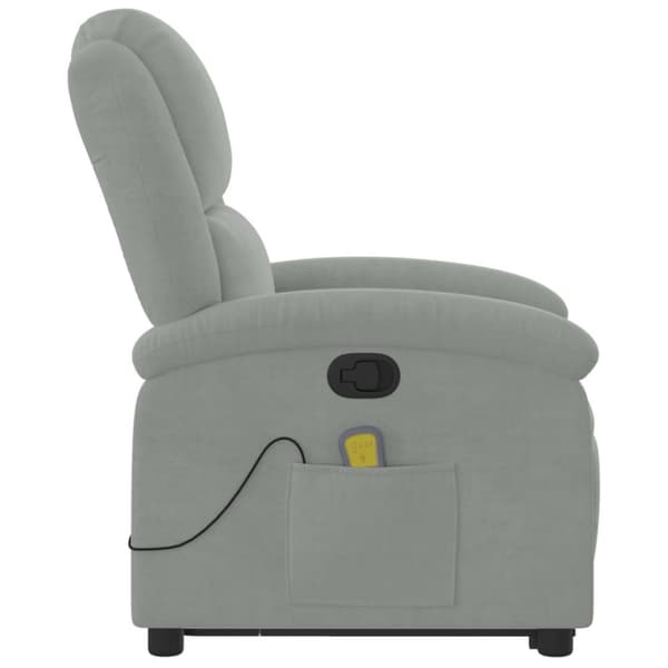 vidaXL Massagefåtölj med uppresningshjälp ljusgrå sammet