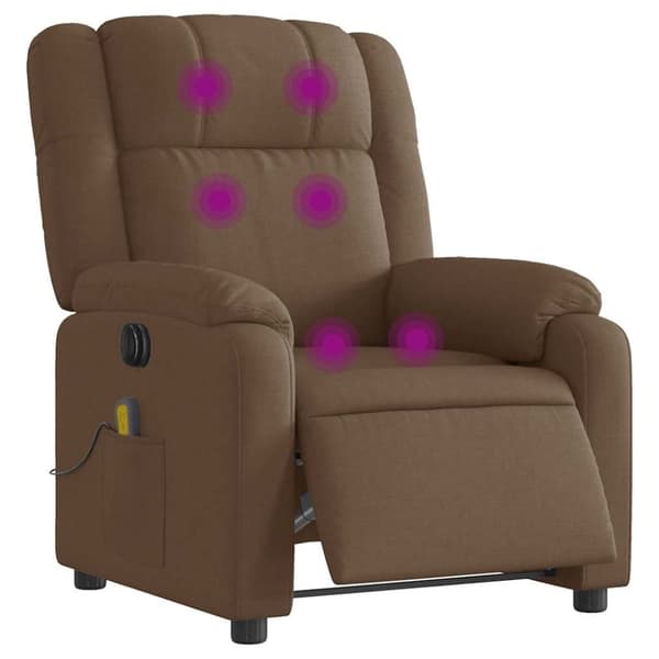 vidaXL Elektrisk massagefåtölj brun tyg