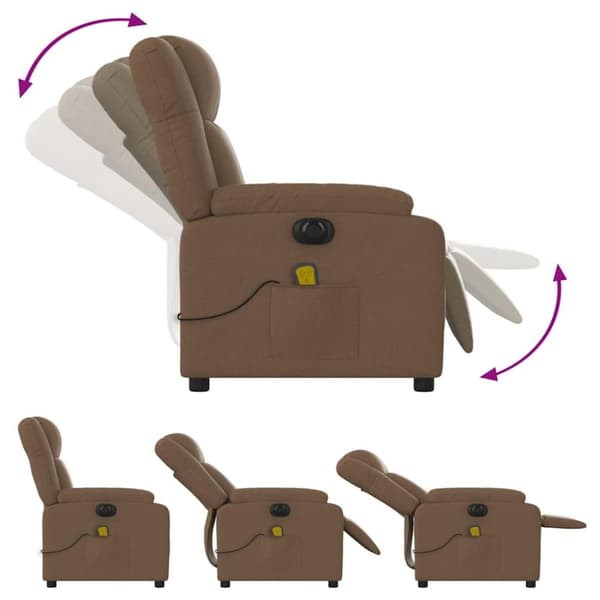 vidaXL Elektrisk massagefåtölj brun tyg