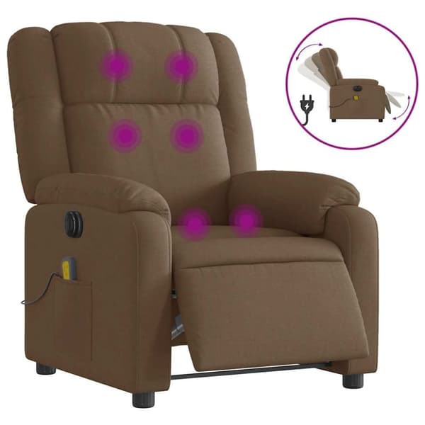 vidaXL Elektrisk massagefåtölj brun tyg