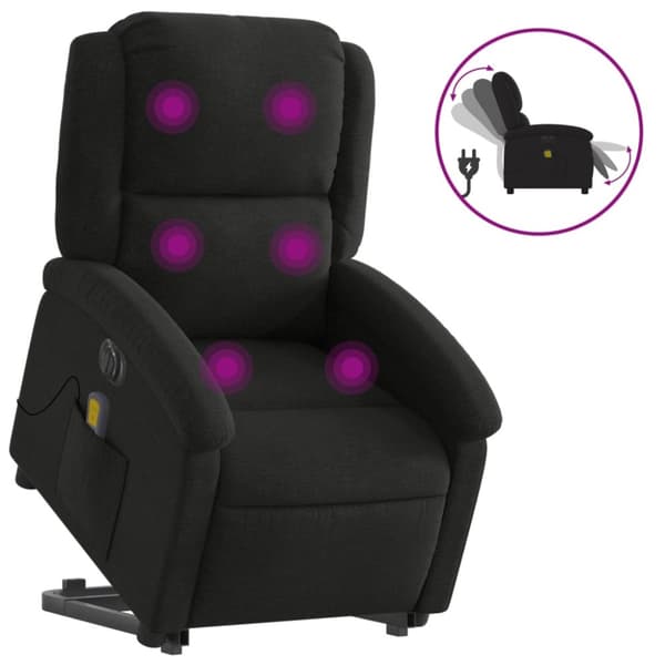 vidaXL elektrisk massagestol med løftefunktion stof sort