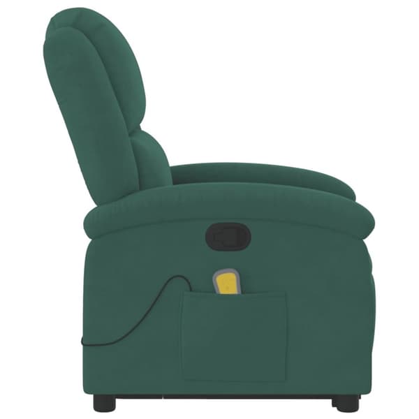vidaXL Massagefåtölj med uppresningshjälp mörkgrön sammet