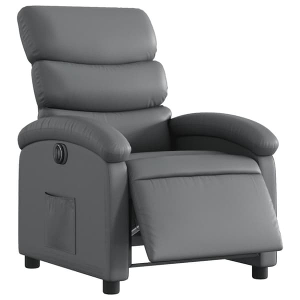 vidaXL Elektrisk reclinerfåtölj grå konstläder