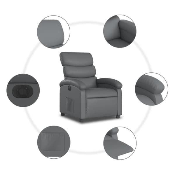 vidaXL Elektrisk reclinerfåtölj grå konstläder