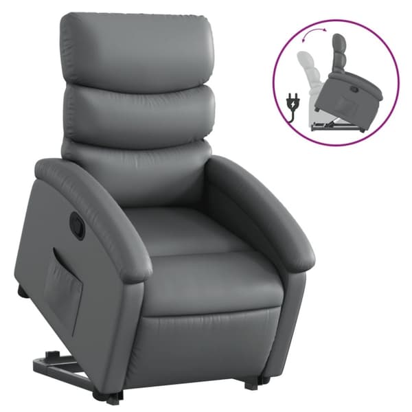 vidaXL Reclinerfåtölj med uppresningshjälp grå konstläder
