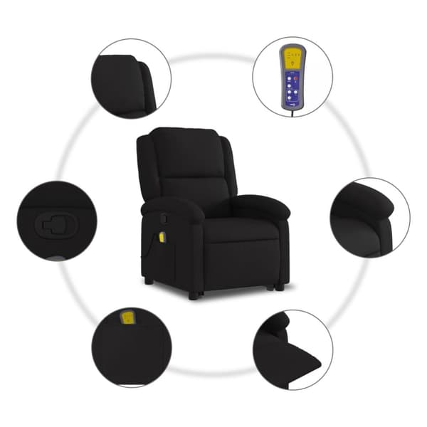 vidaXL Massagefåtölj med uppresningshjälp svart tyg