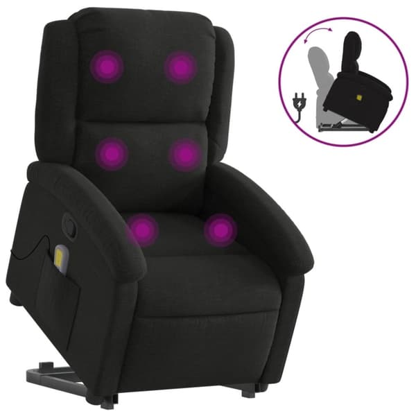 vidaXL Massagefåtölj med uppresningshjälp svart tyg