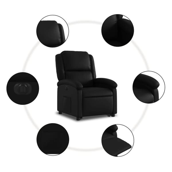 vidaXL Reclinerfåtölj med uppresningshjälp svart konstläder