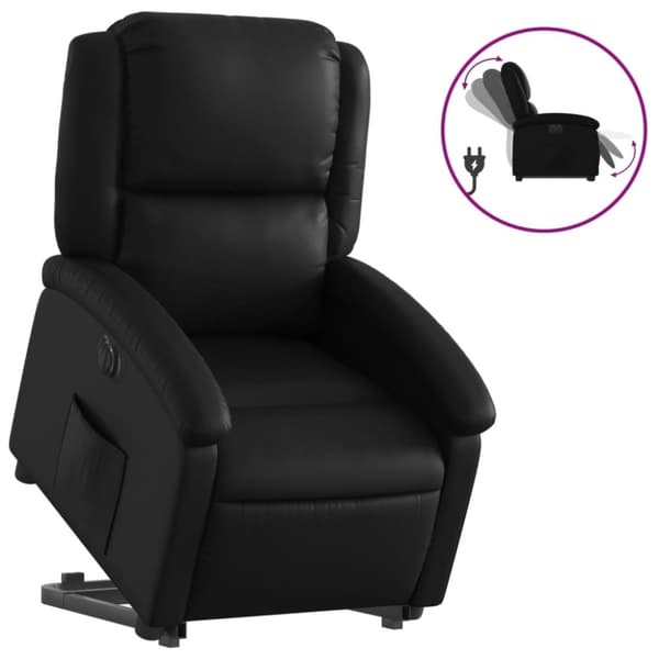 vidaXL Reclinerfåtölj med uppresningshjälp svart konstläder