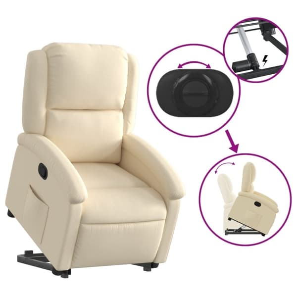 vidaXL Reclinerfåtölj med uppresningshjälp gräddvit tyg