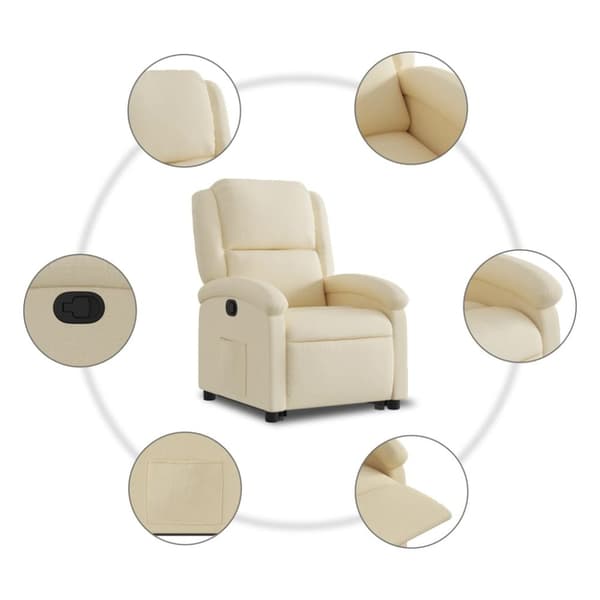 vidaXL Reclinerfåtölj med uppresningshjälp gräddvit tyg