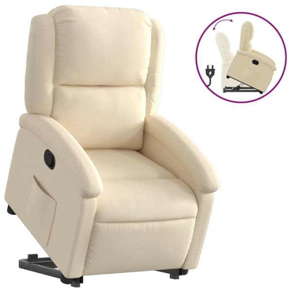 vidaXL Reclinerfåtölj med uppresningshjälp gräddvit tyg