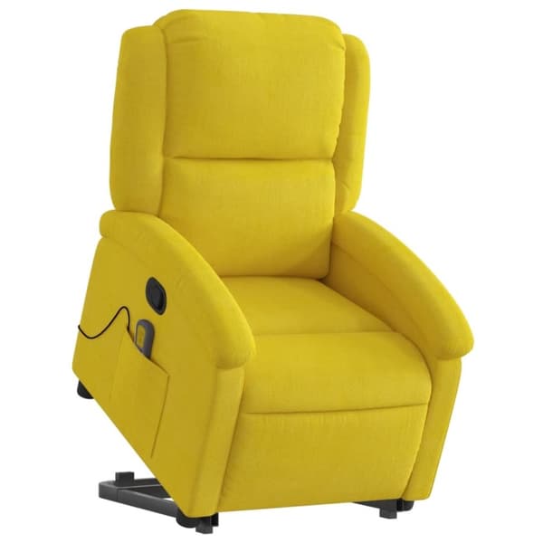 vidaXL Massagefåtölj med uppresningshjälp Gul sammet