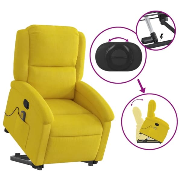 vidaXL Massagefåtölj med uppresningshjälp Gul sammet