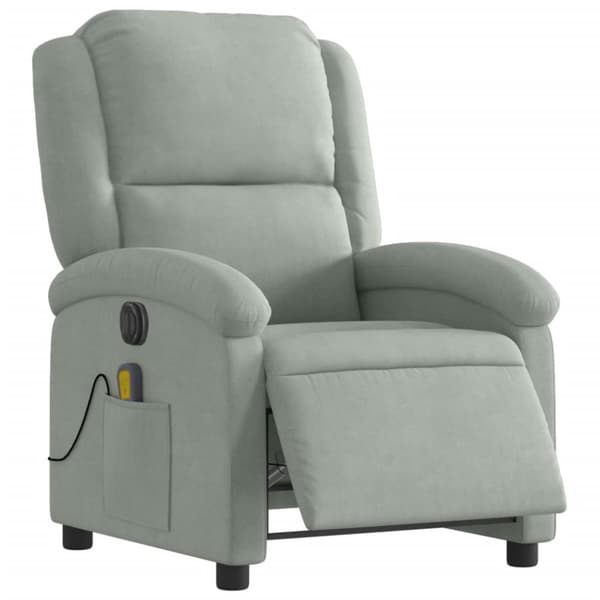 vidaXL massagestol velour lysegrå
