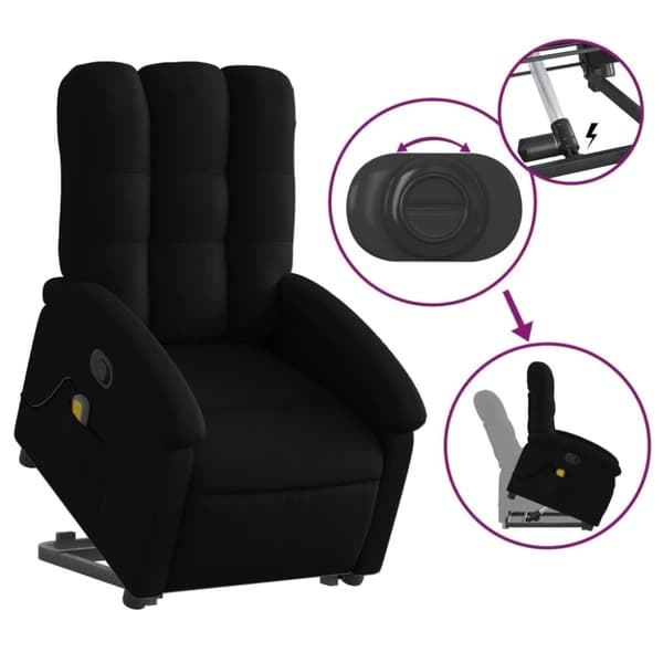 vidaXL Massagefåtölj med uppresningshjälp svart tyg