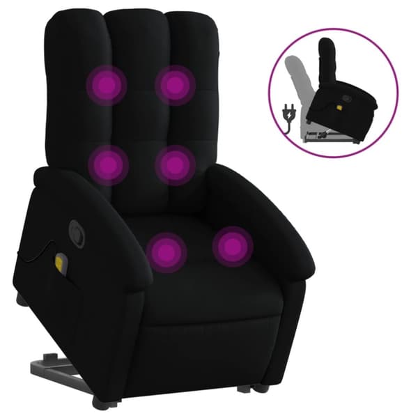 vidaXL Massagefåtölj med uppresningshjälp svart tyg
