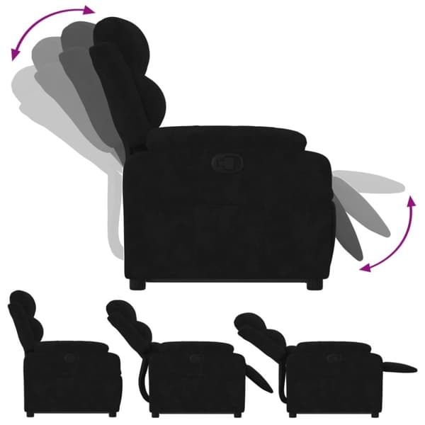 vidaXL Reclinerfåtölj med uppresningshjälp svart sammet