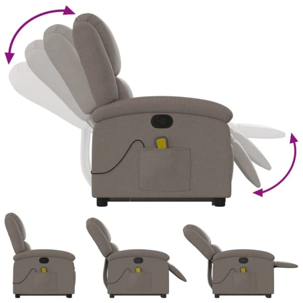 vidaXL Massagefåtölj med uppresningshjälp taupe tyg