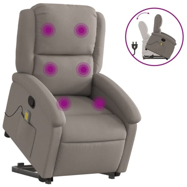 vidaXL Massagefåtölj med uppresningshjälp taupe tyg