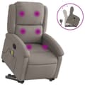 Miniatyrbild 1 av 11: vidaXL Massagefåtölj med uppresningshjälp taupe tyg