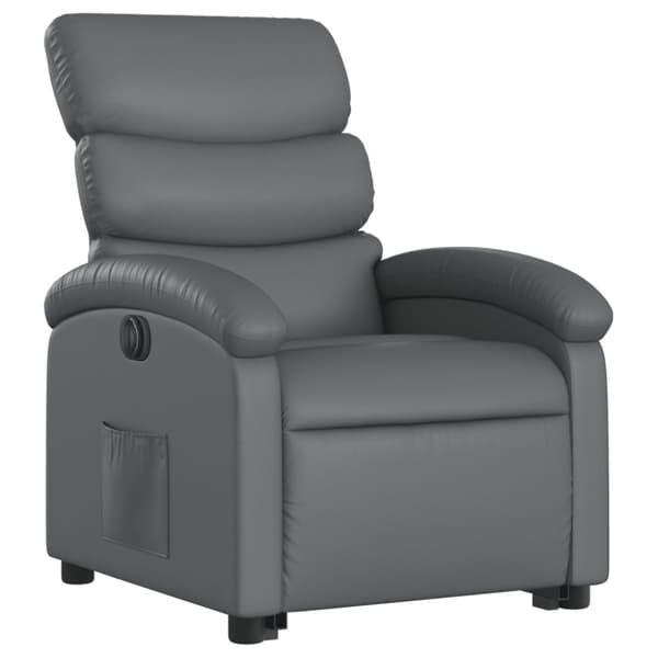 vidaXL Reclinerfåtölj med uppresningshjälp grå konstläder
