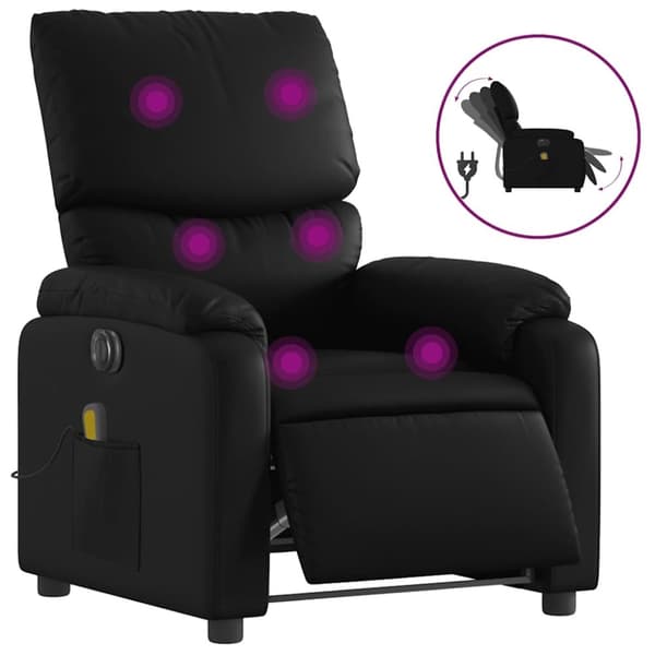 vidaXL Elektrisk massagefåtölj svart konstläder