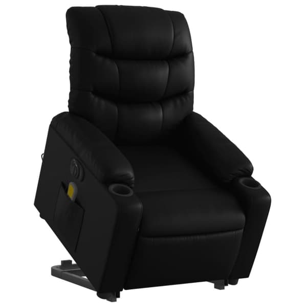vidaXL Massagefåtölj med uppresningshjälp svart konstläder