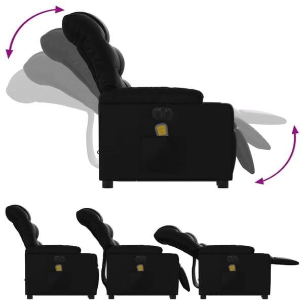 vidaXL Massagefåtölj med uppresningshjälp svart konstläder