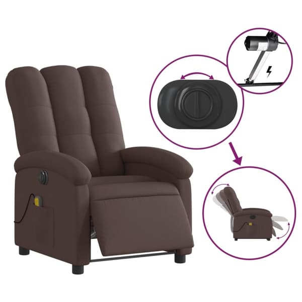 vidaXL Elektrisk massagefåtölj mörkbrun tyg