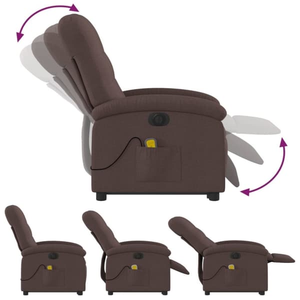 vidaXL Elektrisk massagefåtölj mörkbrun tyg