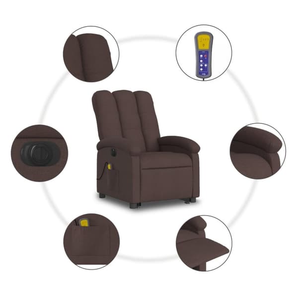 vidaXL Elektrisk massagefåtölj mörkbrun tyg