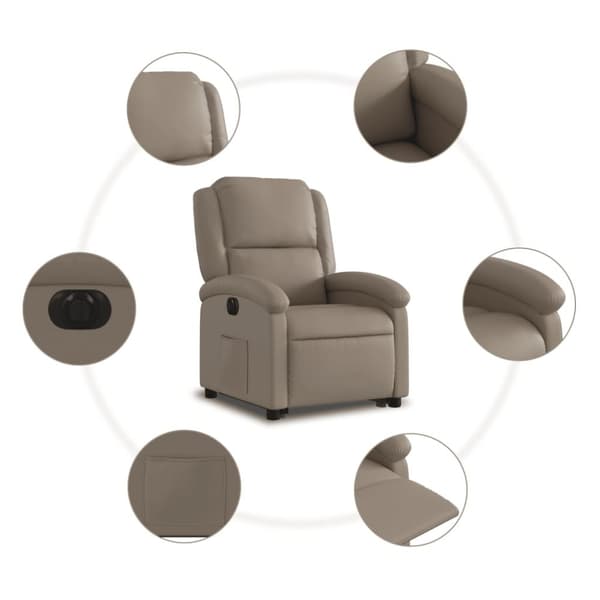 vidaXL Reclinerfåtölj med uppresningshjälp cappuccino konstläder