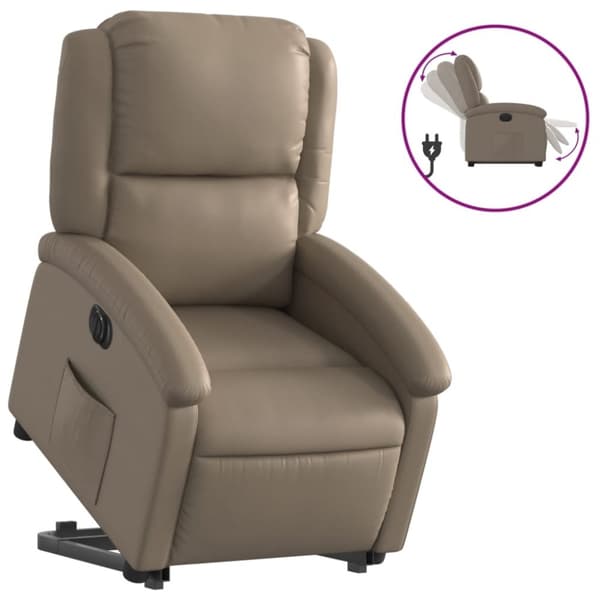 vidaXL Reclinerfåtölj med uppresningshjälp cappuccino konstläder