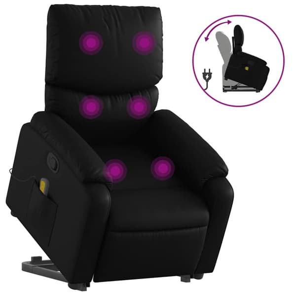 vidaXL løftestol med massagefunktion kunstlæder sort