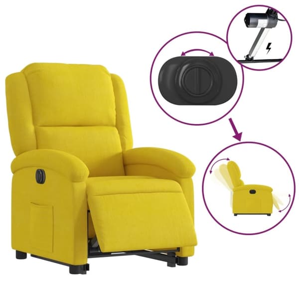 vidaXL Elektrisk reclinerfåtölj med uppresningshjälp gul sammet