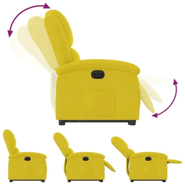 vidaXL Elektrisk reclinerfåtölj med uppresningshjälp gul sammet