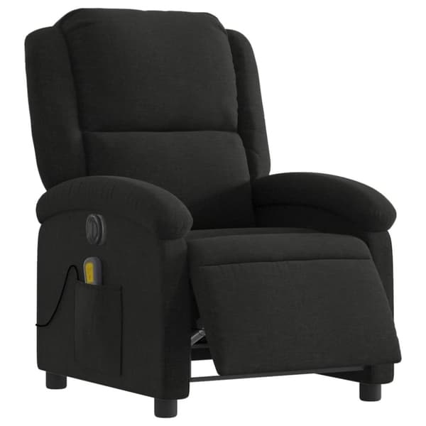 vidaXL Elektrisk massagefåtölj med uppresningshjälp svart tyg