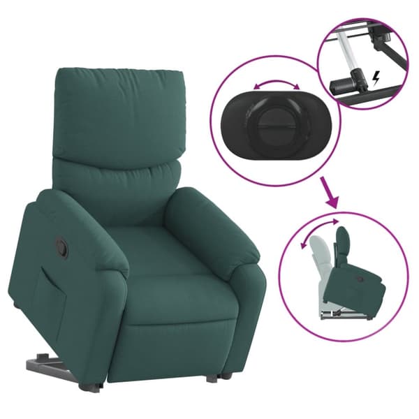 vidaXL Reclinerfåtölj med uppresningshjälp mörkgrön tyg