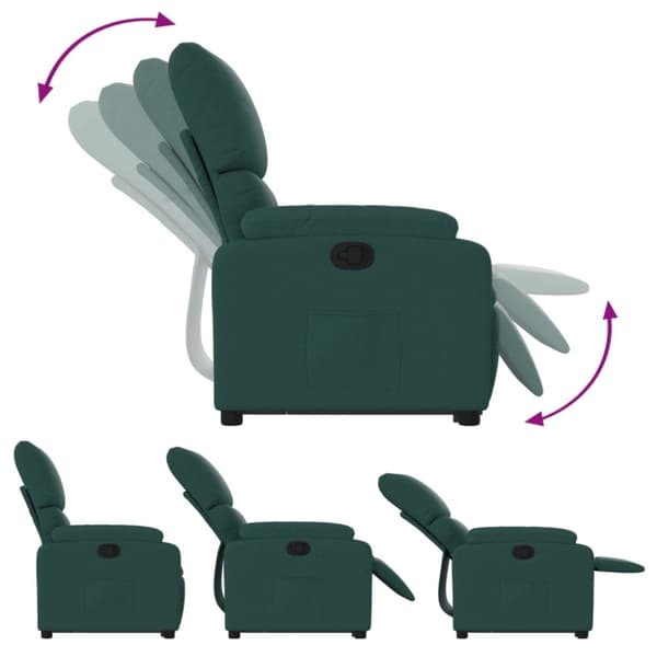 vidaXL Reclinerfåtölj med uppresningshjälp mörkgrön tyg